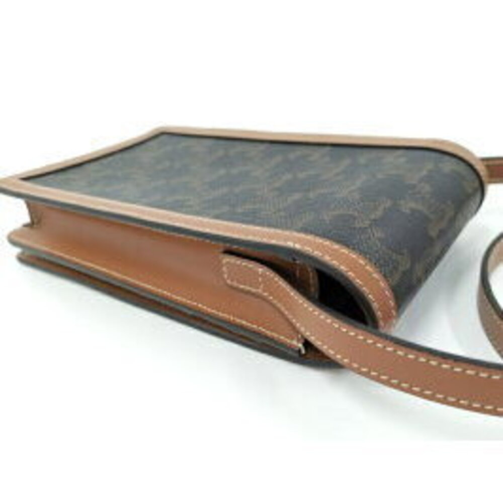 CELINE Vertical Sleeve Shoulder Bag Triomphe Leather Brown - Picture 4 of 9
